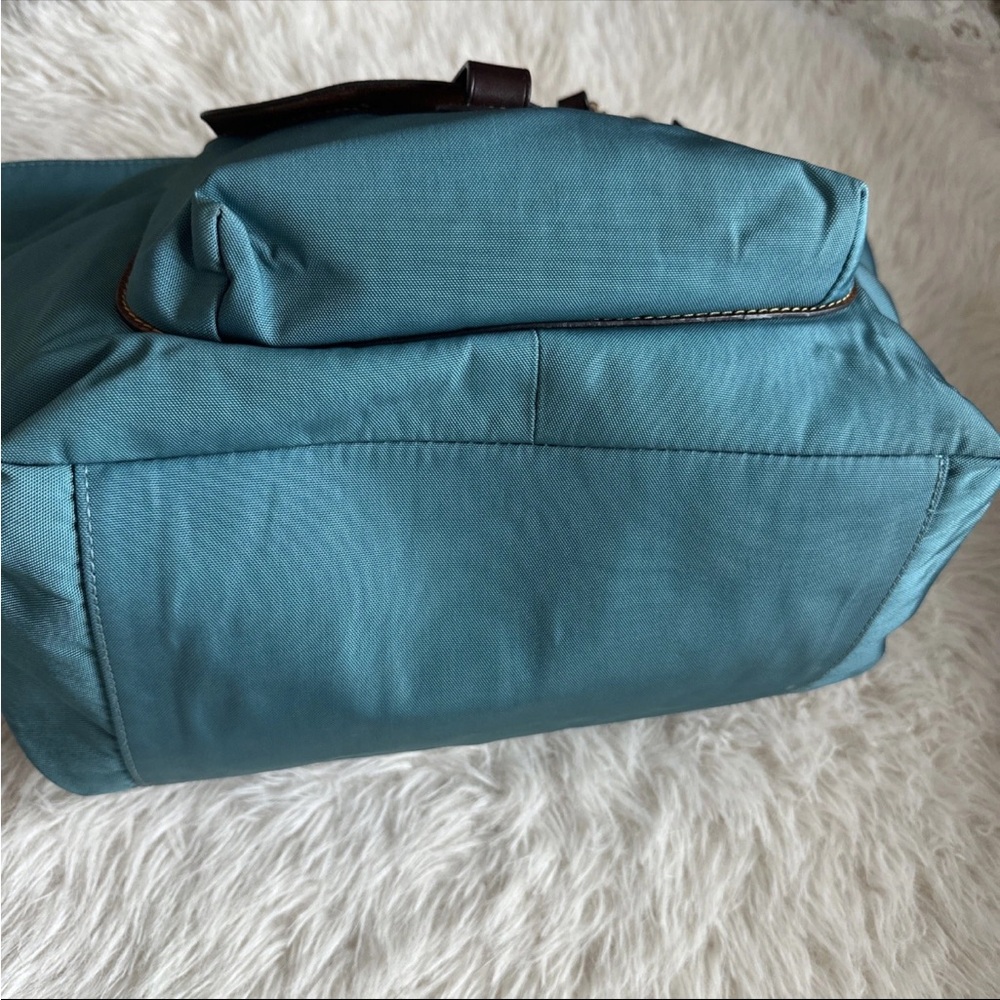 Dooney and Bourke Elegant Blue and Brown Tote Bag - Picture 14 of 16
